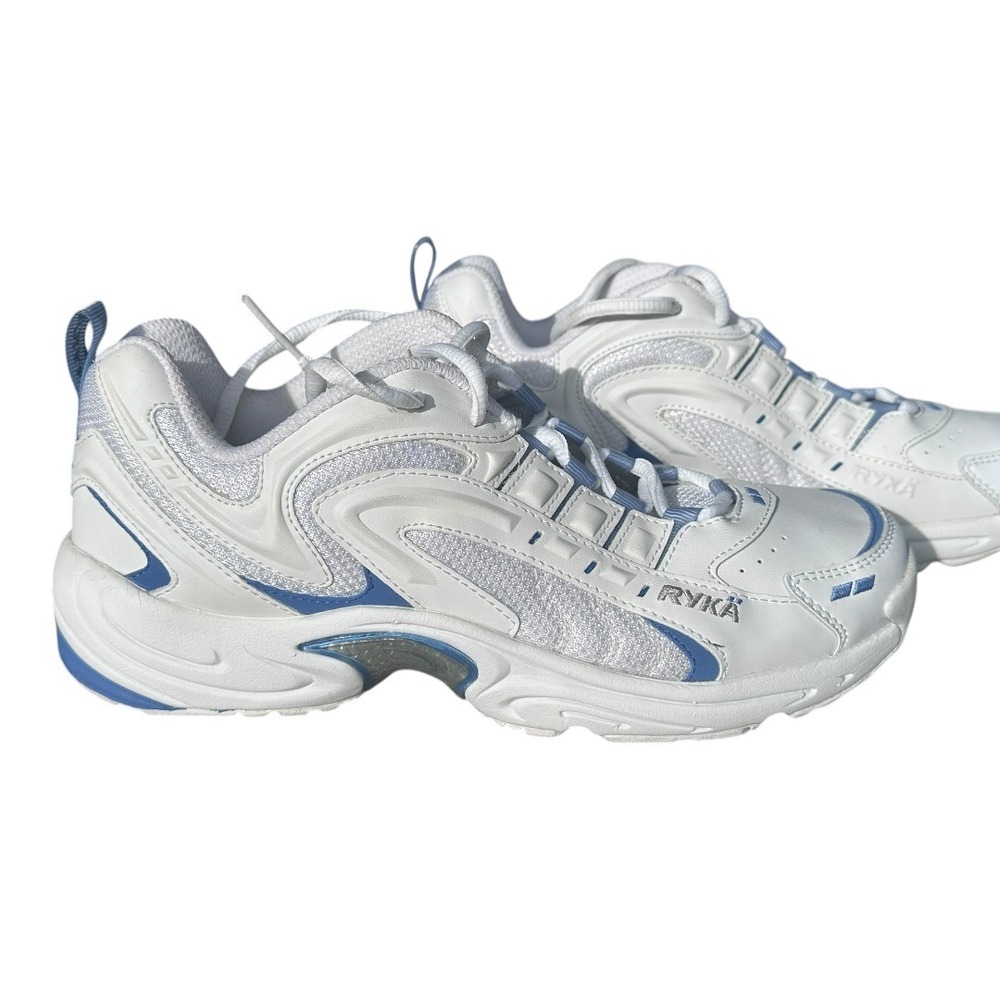 Ryka Light Sneakers Womens 8M White Blue 0406Y16712 Good Chunky Walking Shoes - Picture 2 of 13